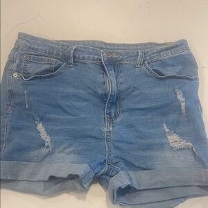 Stylish Blue Ripped Denim Women Shorts